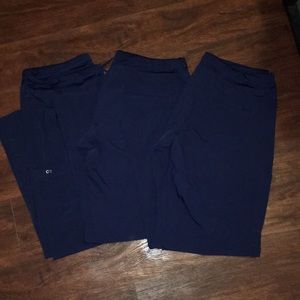 Navy blue scrub bottoms.